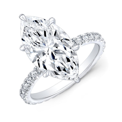 Marquise Cut Hidden Halo Diamond Engagement Ring  White Gold