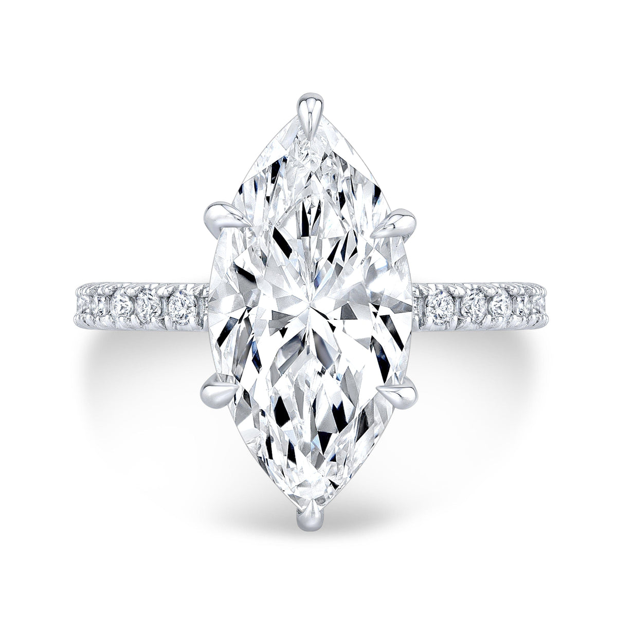 Marquise cut hidden halo diamond engagement ring  white gold