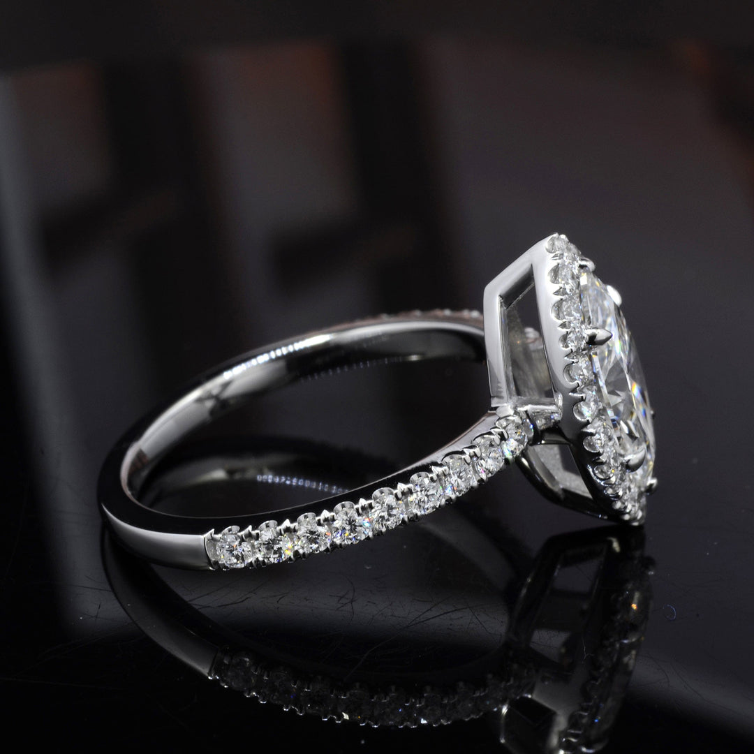 1.60 Ctw Marquise Halo Engagement Ring H Color VS2 GIA Certified