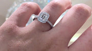 2.20 Ct. Emerald Cut U-Pave Halo Engagement Ring G Color VVS1 GIA Certified