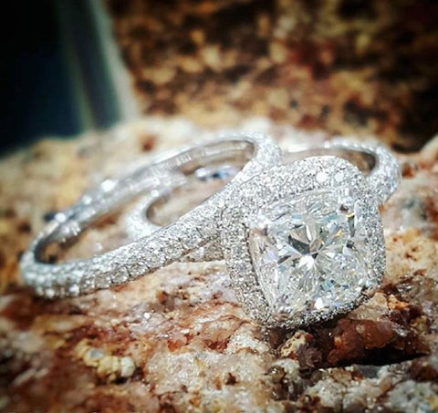 3.20 Ct. Cushion Cut Halo Engagement Ring H Color VS1 GIA Certified