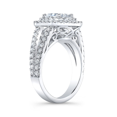 Halo Cushion Engagement Ring Side Profile
