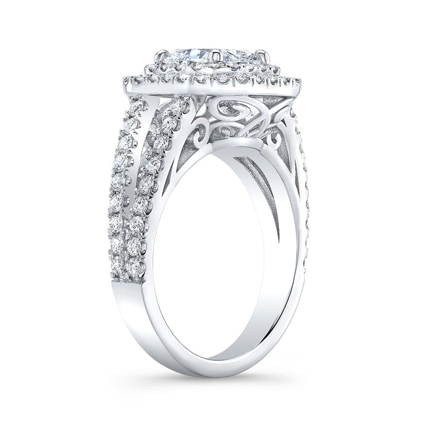 Halo Cushion Engagement Ring Side Profile