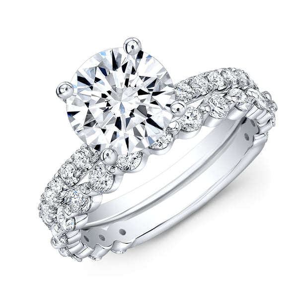 Four Prong Diamond Engagement Ring With Eternity Matching Band
