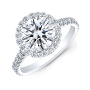 2.20 Ct Halo Round Cut Engagement Ring Set H Color VS2 GIA Certified
