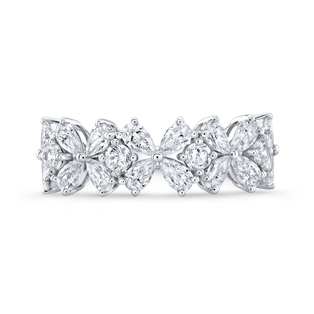 Round & Pear Cut Half Eternity Ring Front View