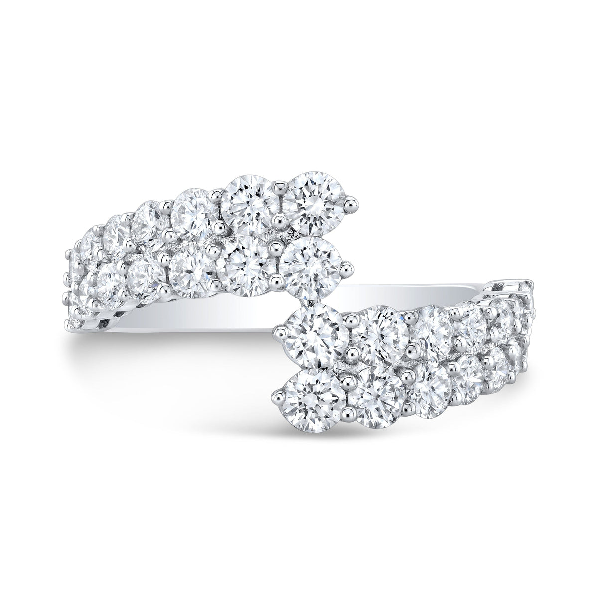 2 row round diamond bypass ring