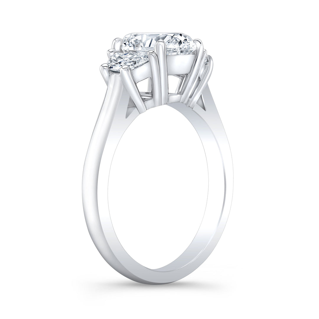 1.50 Ct. Oval & Half Moon 3 Stone Ring H Color VS1 GIA Certified