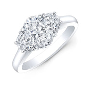 3.30 Ct. Oval & Half Moons 3-Stone Diamond Ring H Color SI1 GIA Certified