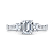 2.90 Ct 3 Stone Emerald Cut Diamond ring Set w Baguettes F Color VS1 GIA Certified