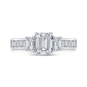 2.20 Ct 3 Stone Emerald Cut Diamond ring Set with Baguettes H Color VVS1 GIA Certified