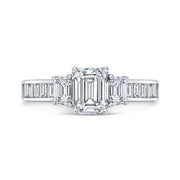 3.10 Ct 3 Stone Emerald Cut Diamond Ring Set with Accents G Color VVS1 GIA Certified