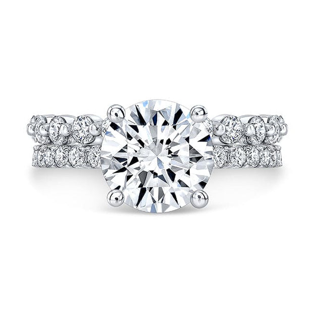 Round Cut Engagement Ring Set Front View