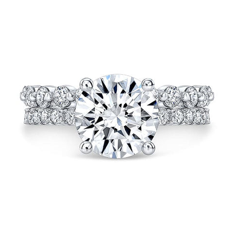 3.20 Ctw Round Cut Engagement Ring & Band H Color VS2 GIA Certified 3X
