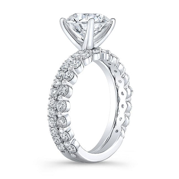 Round Cut Engagement Ring & Matching Band Side Profile