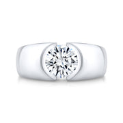 Men's Engagement Ring Bezel Round Cut Front View
