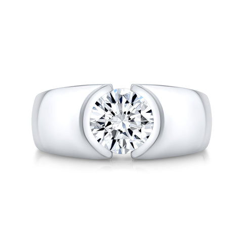 Men's Engagement Ring Bezel Round Cut Front View