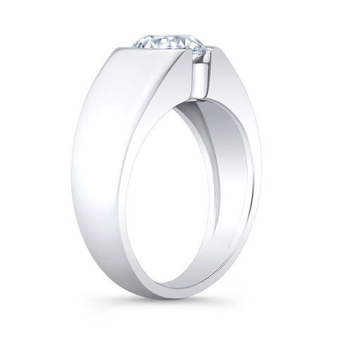 Men's Engagement Ring Bezel Round Cut Side View