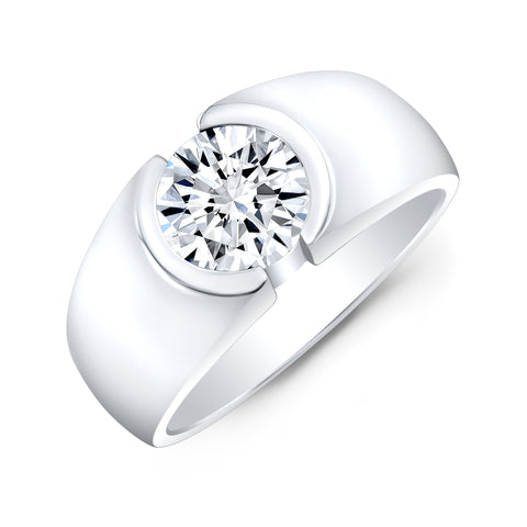 Men's Engagement Ring Bezel Round Cut