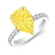 Yellow Pear Shaped Hidden Halo Engagement Ring