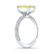 Canary Fancy Yellow Radiant Cut Engagement Ring  Profile View