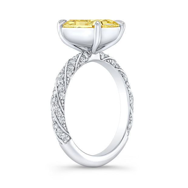Canary Fancy Yellow Radiant Cut Engagement Ring  Profile View