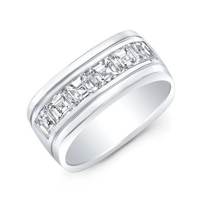 1.20 Ct. Men's Asscher Cut Diamond Ring G Color VS1, 7mm Width