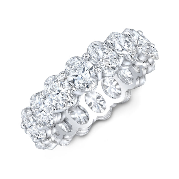 Oval cut eternity ring white gold- view from top