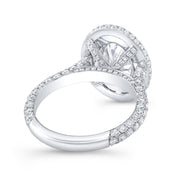 Double Halo 3 Row Pave Hidden Halo Engagement Ring