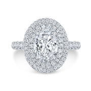 Double Halo 3 Row Pave Hidden Halo Engagement Ring