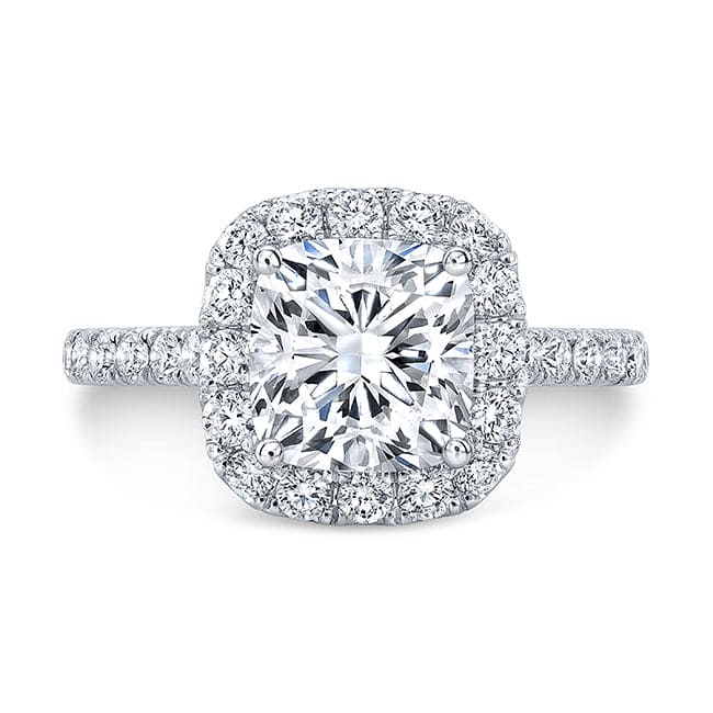 Halo cushion cut diamond engagement ring