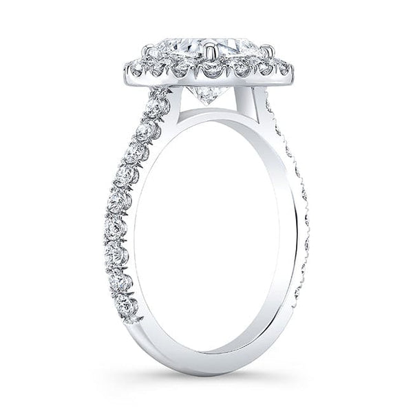 Halo Cushion Engagement Ring Set Profile View