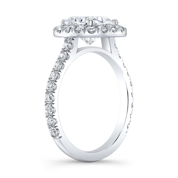 Emerald Cut Halo Engagement Ring Side Profile