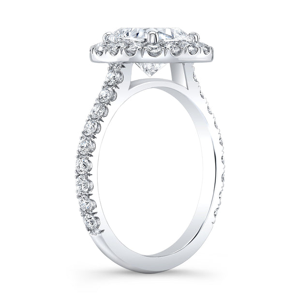 Emerald Cut Halo Engagement Ring Side Profile