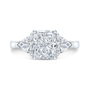 3 Stone Radiant Cut Diamond Ring with Trillions Front View