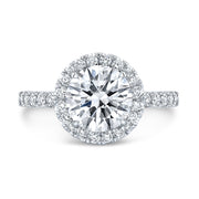 2.20 Ct Halo Round Cut Engagement Ring Set H Color VS2 GIA Certified