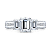 Emerald Cut w Baguettes Diamond Engagement Ring