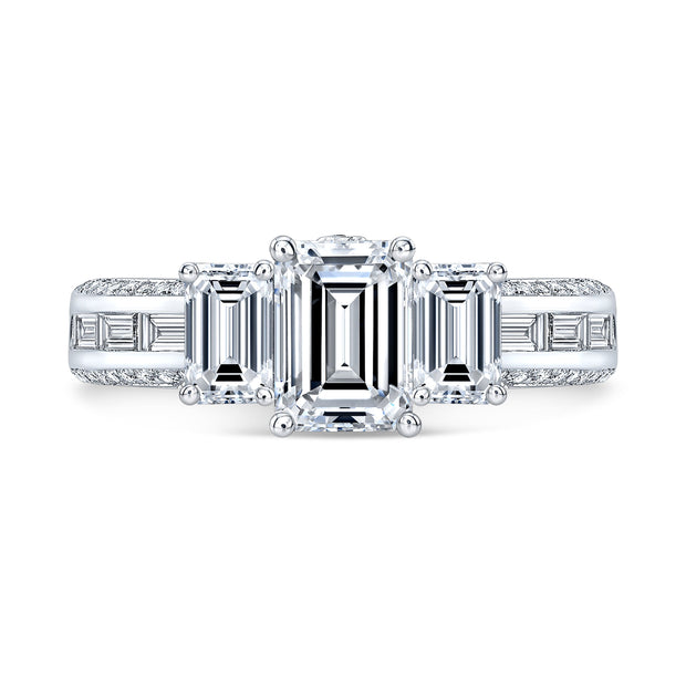 Emerald Cut w Baguettes Diamond Engagement Ring