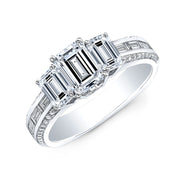 Emerald Cut w Baguettes Diamond Engagement Ring