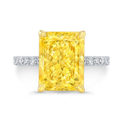 Yellow Rectangle Radiant Cut Diamond Ring