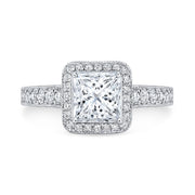 3.30 Ct. Princess Vintage Halo Engagement Ring F Color VS2 GIA Certified