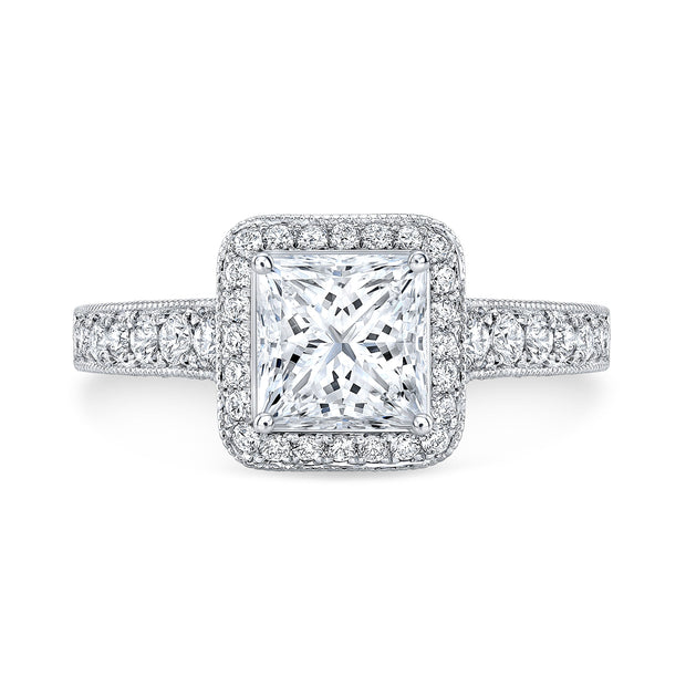 2.20 Ct. Princess Vintage Halo Diamond Ring H Color VVS2 GIA Certified