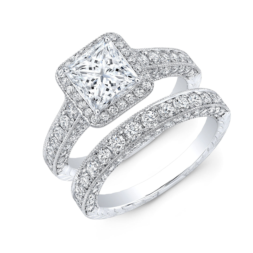3.30 Ct. Square Halo Diamond Ring H Color VS2 GIA Certified