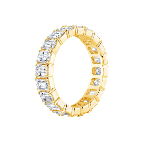 Vintage Emerald Eternity Band Yellow Gold Side View