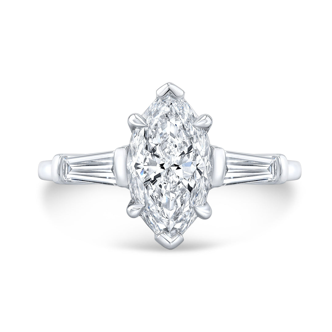 baguette two tone marquise engagement rings