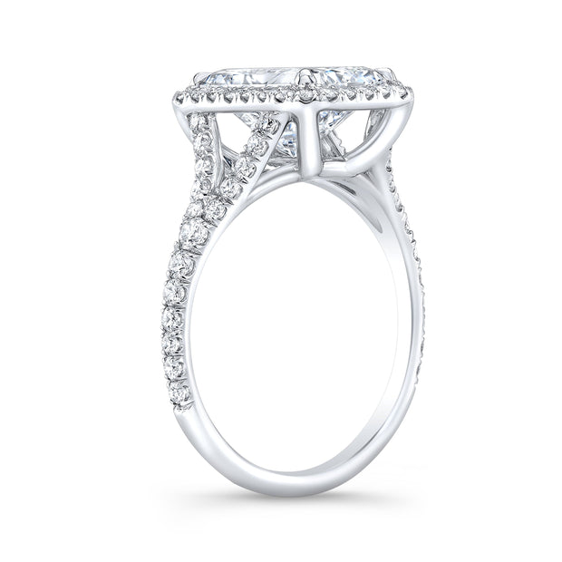 Split Shank Halo Radiant Engagement Ring