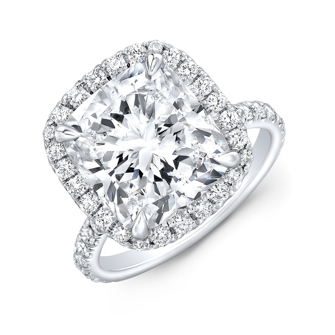 Diamond ring with a clear gemstone on a white background