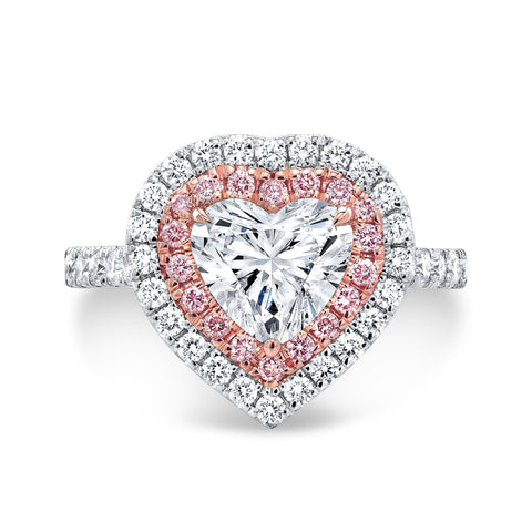 Unique Salt and Pepper Diamond Engagement Ring Gold Halo Heart Ring | La  More Design