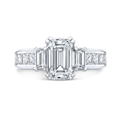 Emerald Cut 3 Stone Diamond Ring | 2.70 Ct G VS1 GIA – Kingofjewelry.com