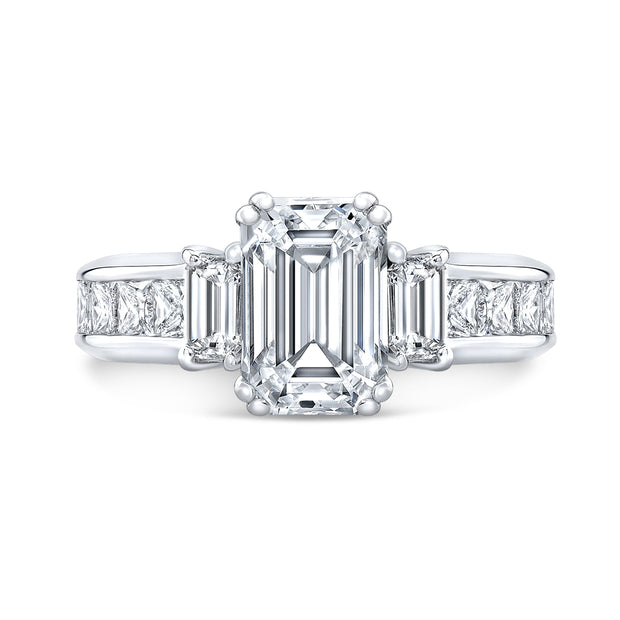 Emerald Cut 3 Stone Diamond Engagement Ring